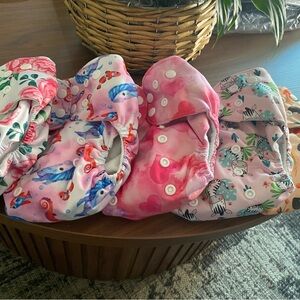 wegreeco Cloth Diapers 5 Pk w/Inserts,Washable Cloth Diapers,One Size-Pink Girly